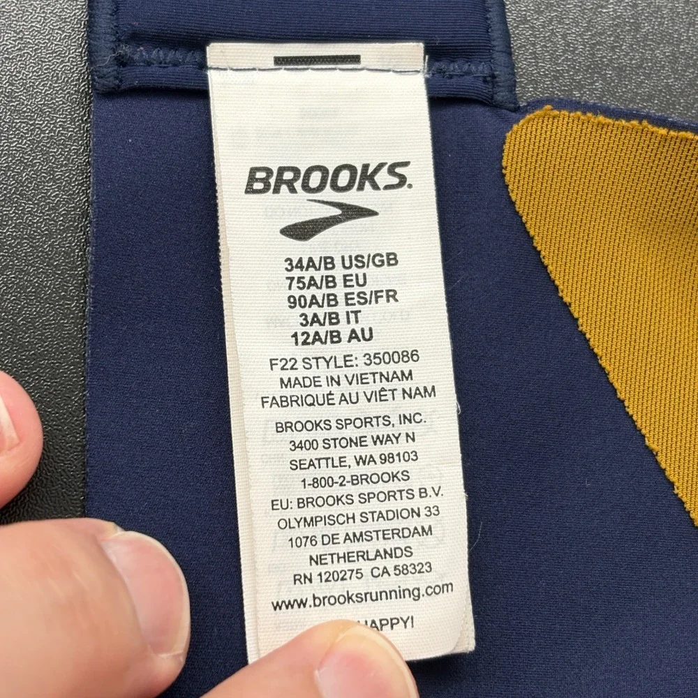 Brooks Womens Sports Bra 34A/B Navy Blue Dare Scoopback 2.0 High Impact 350086